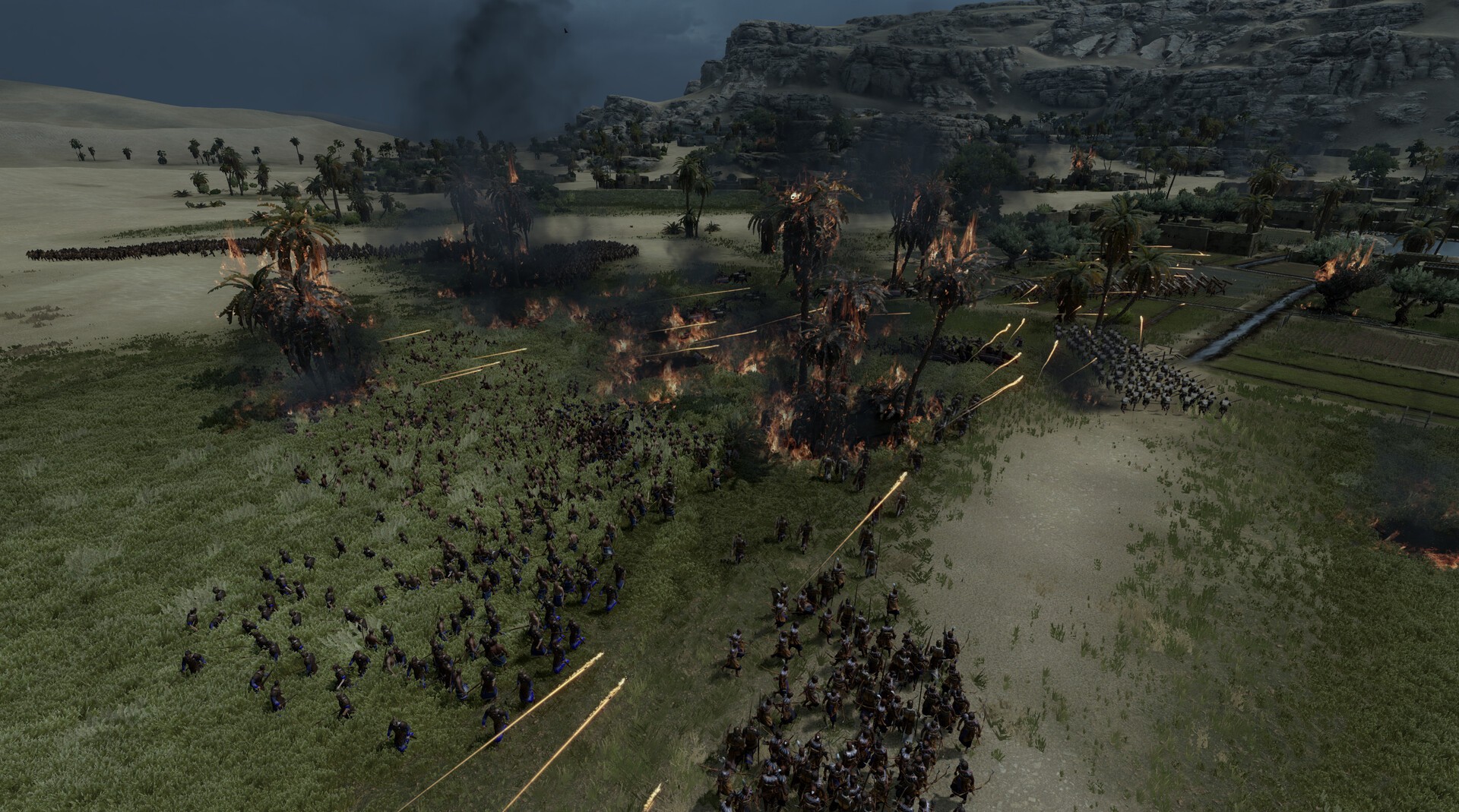 Brennende Bäume können in Total War: Pharaoh schnell zum Bumerang für eure eigene Armee werden.