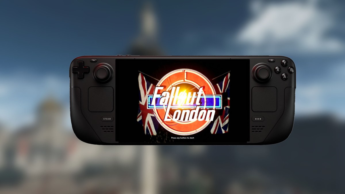 Screenshot vom Hauptmenü von Fallout London auf dem Steam Deck.