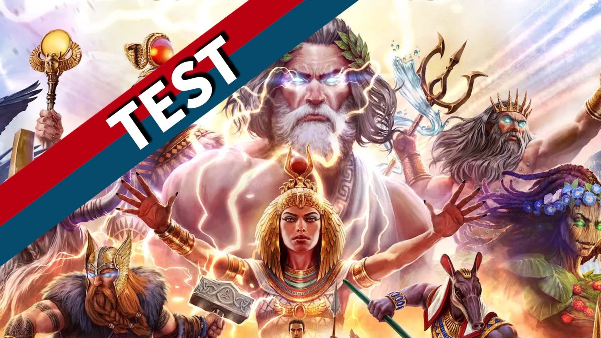 Das Cover von Age of Mythology: Retold mit einem rotblauen Banner.