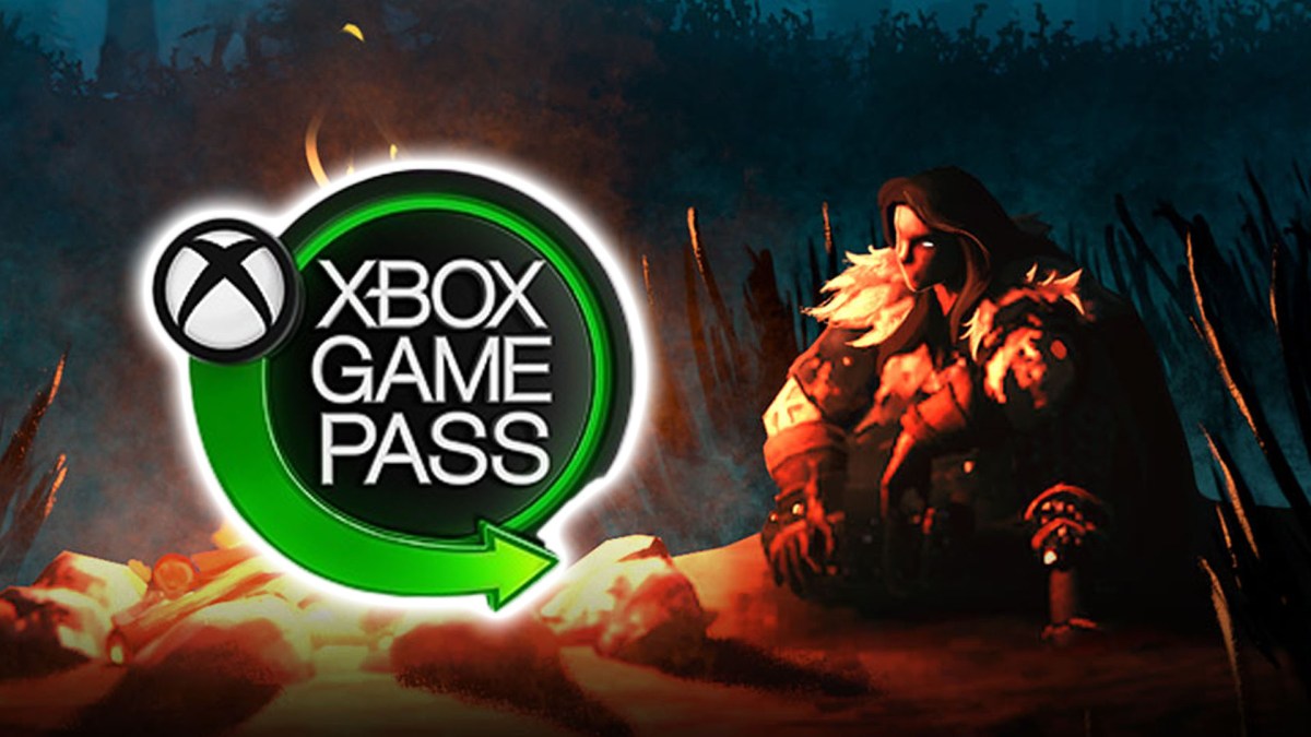 Screenshot aus Valheim kombiniert mit dem Logo des Xbox Game Pass.