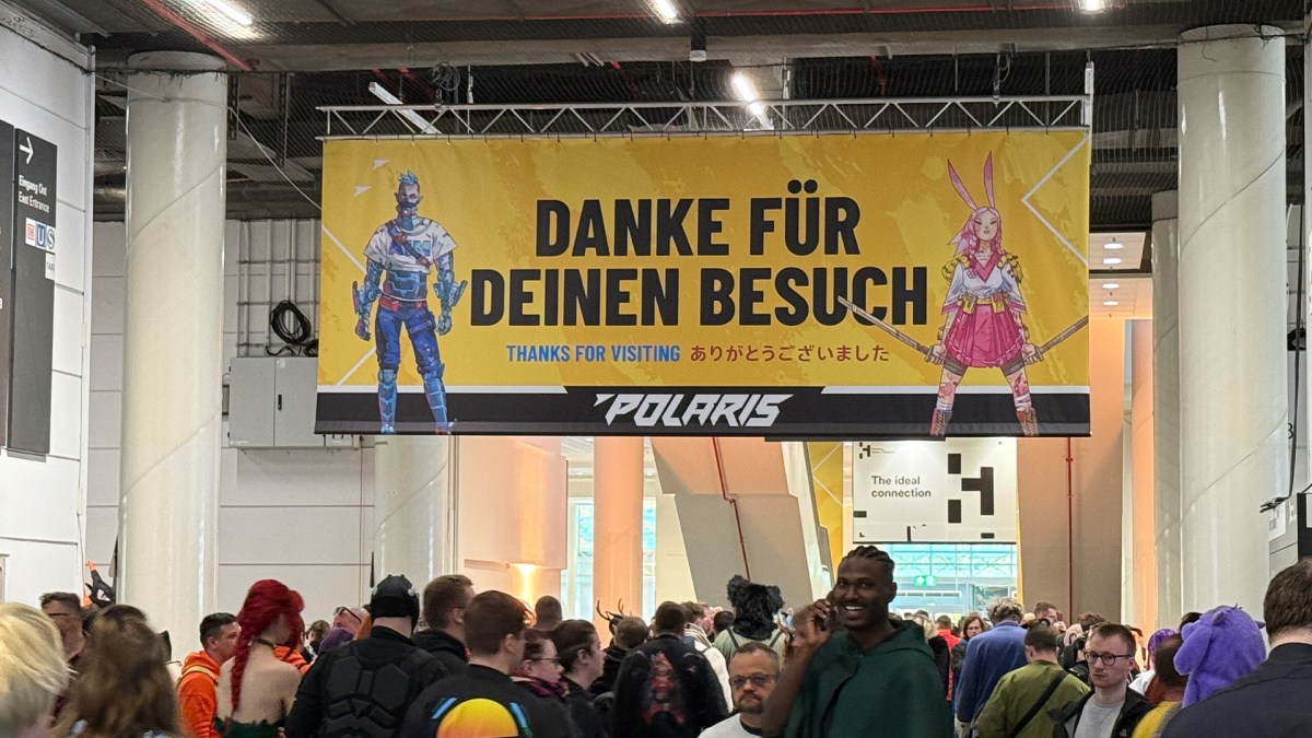 Bild eines Banners auf der Polaris 2024 mit der Aufschrift "Danke für deinen Besuch"