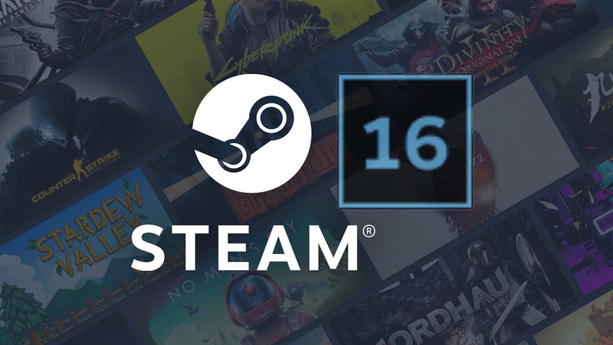 Logo von Steam kombiniert mit der Alterseinstufung "16".