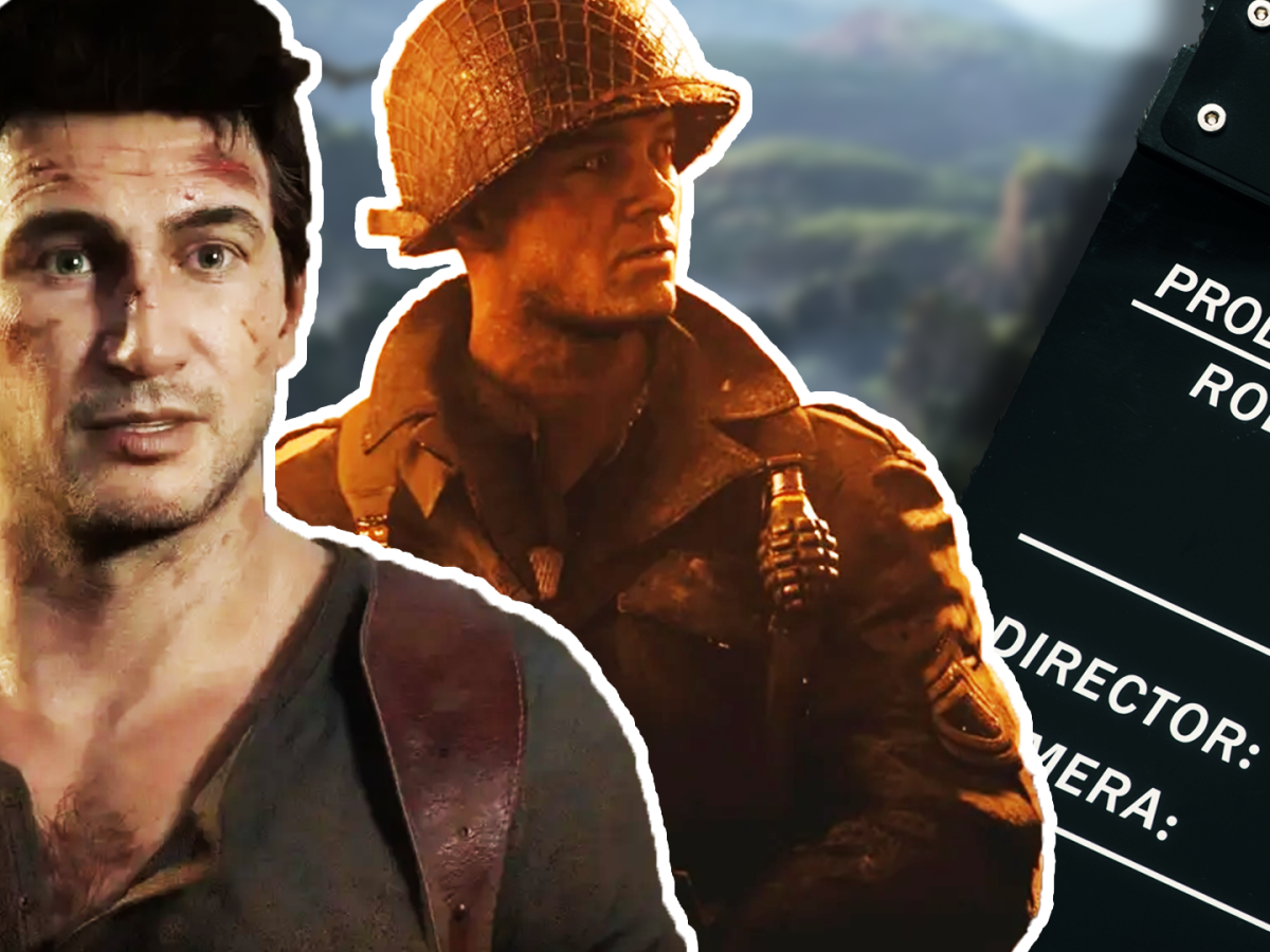 Eine Bildmontage, in deren Zentrum die Videospielhelden aus Uncharted 4: A Thief's End und Call of Duty: WWII im Zentrum stehen. Call of Duty, eine Reihe, die Regisseur Steven Spielberg mag.