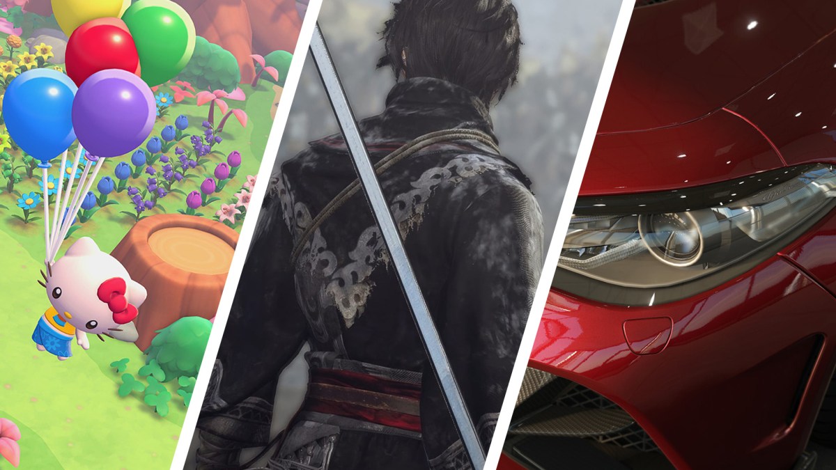 Bildercollage aus Hello Kitty Island Adventure, Dynasty Warriors Origins und Assetto Corsa Evo.