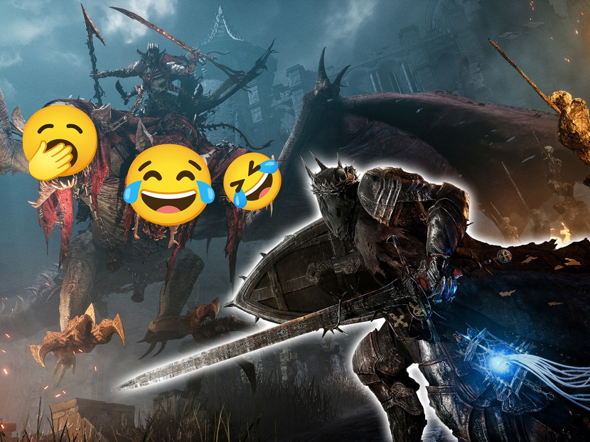 Ein Screenshot aus Lords of the Fallen mit zwei lachenden und einem gÃ¤hnenden Emoji.