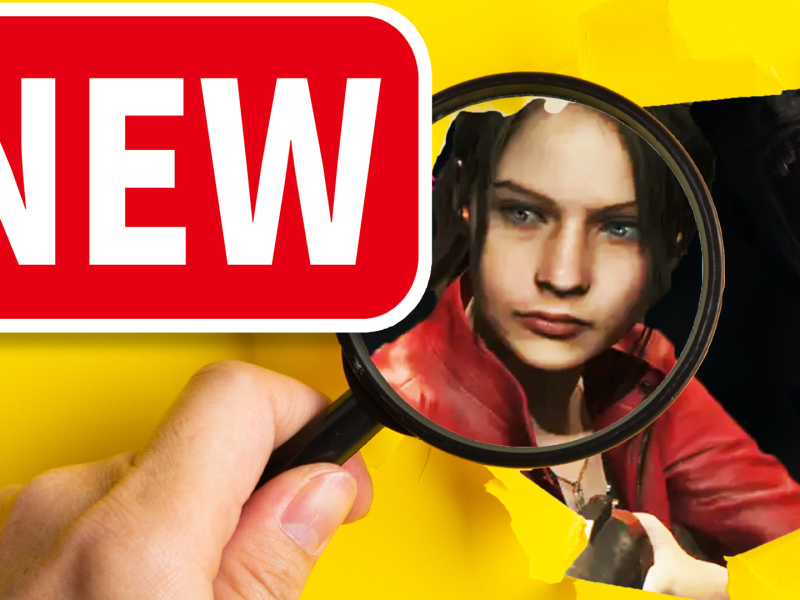 Eine Bildmontage, die Claire Redfield aus Resident Evil 2 Remake zeigt - hinter einem VergrÃ¶ÃŸerungsglas platziert.