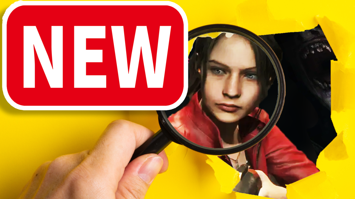 Eine Bildmontage, die Claire Redfield aus Resident Evil 2 Remake zeigt - hinter einem VergrÃ¶ÃŸerungsglas platziert.