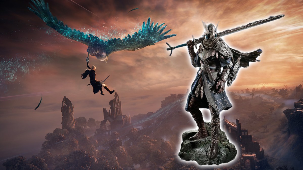 Ein Screenshot aus Elden Ring Nightreign mitsamt der Figur aus der Collector's Edition.