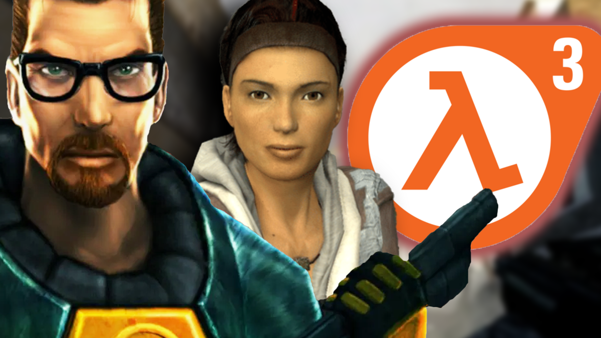 Eine Bildmontage, die Gordon Freeman, Alyx Vance und das Half-Life-Logo zeigt.