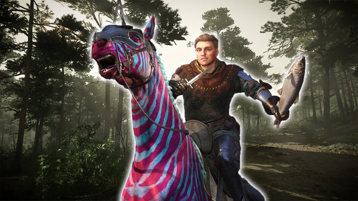 Ein Bild aus Kingdom Come Deliverance 2 mit Heinrich auf einem Zebra.